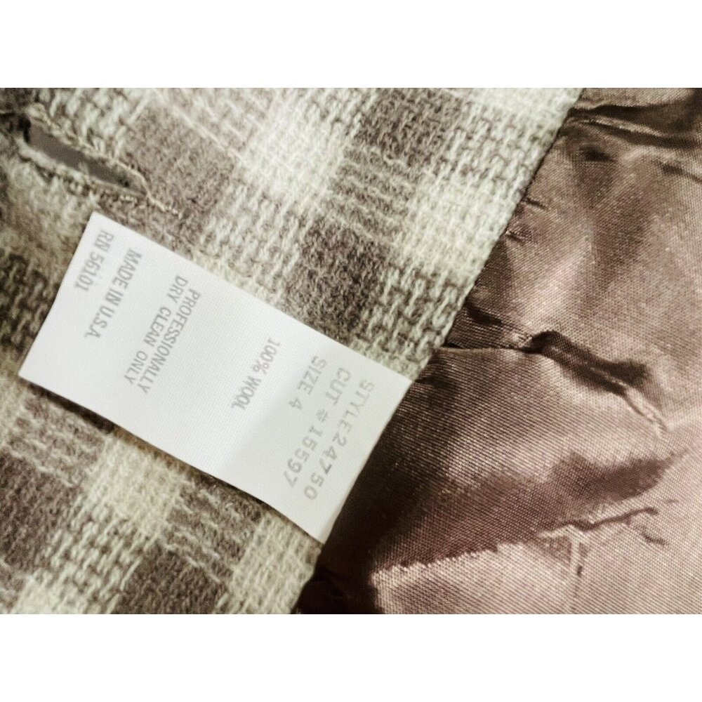 AC Sport Vintage Retro Wool Tan Brown Plaid Blazer Jacket With Tags Size 4 - Picture 6 of 12